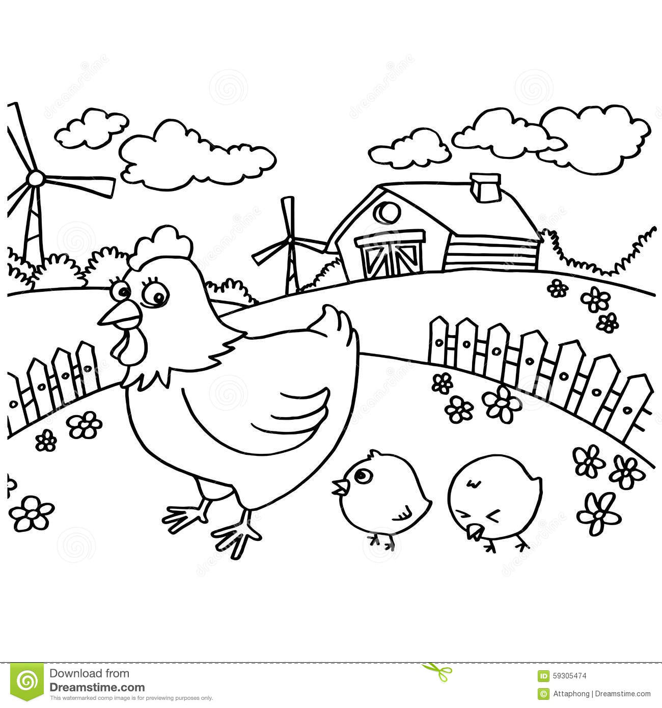 1300x1390 Chicken Coloring Pages Vector Image Outline