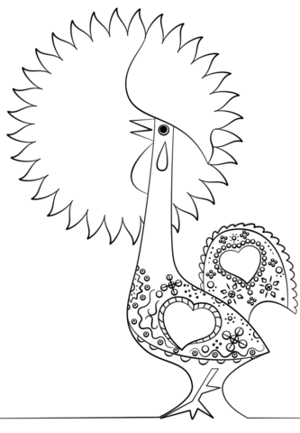 333x480 Portuguese Rooster Coloring Page