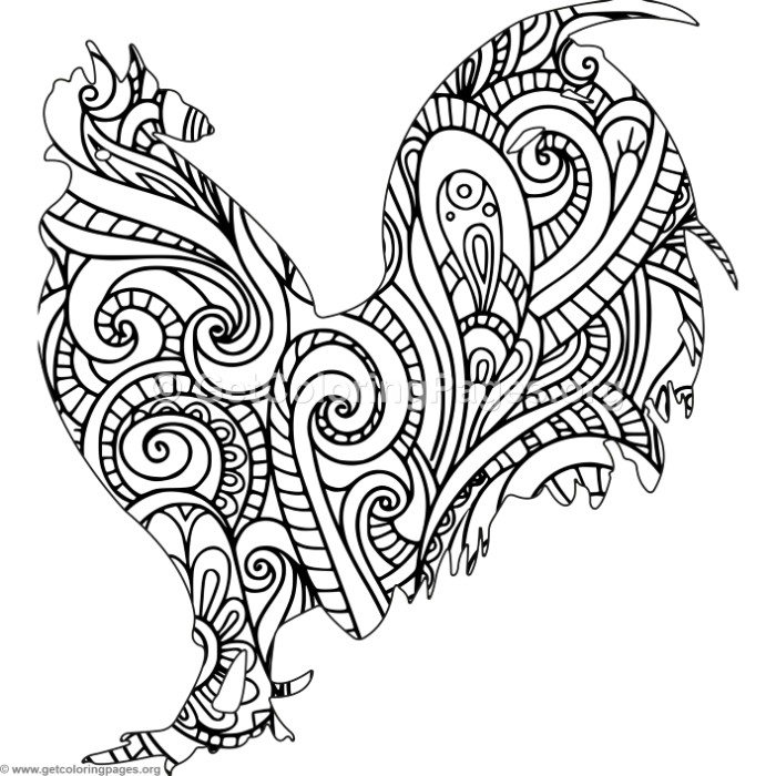 700x700 Zentangle Rooster Coloring Pages