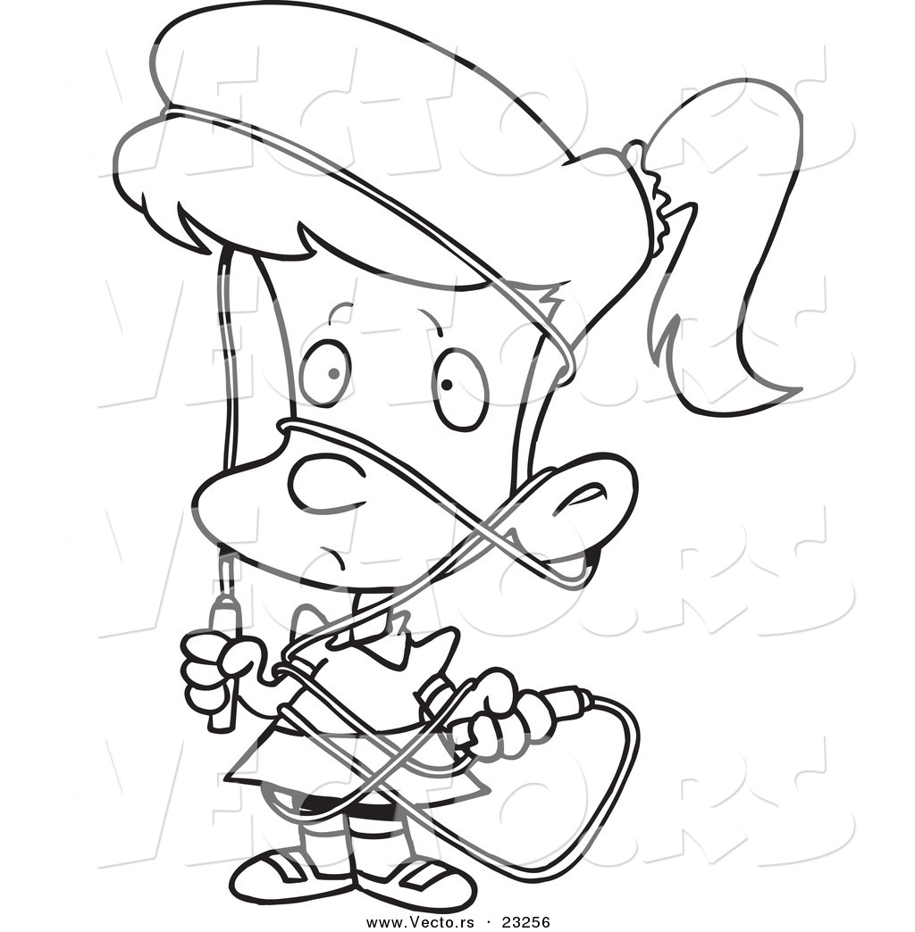 1024x1044 Vector Of A Cartoon Girl Tangled In A Jump Rope