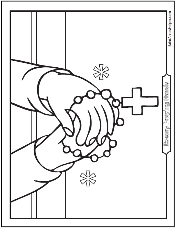 590x762 Rosary Coloring Page Picture Of Praying Hands With Rosary
