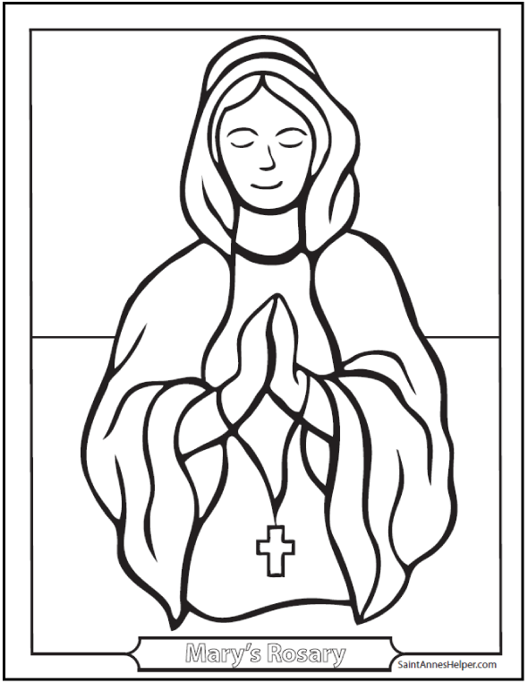 590x762 Mary Rosary Coloring Sheet