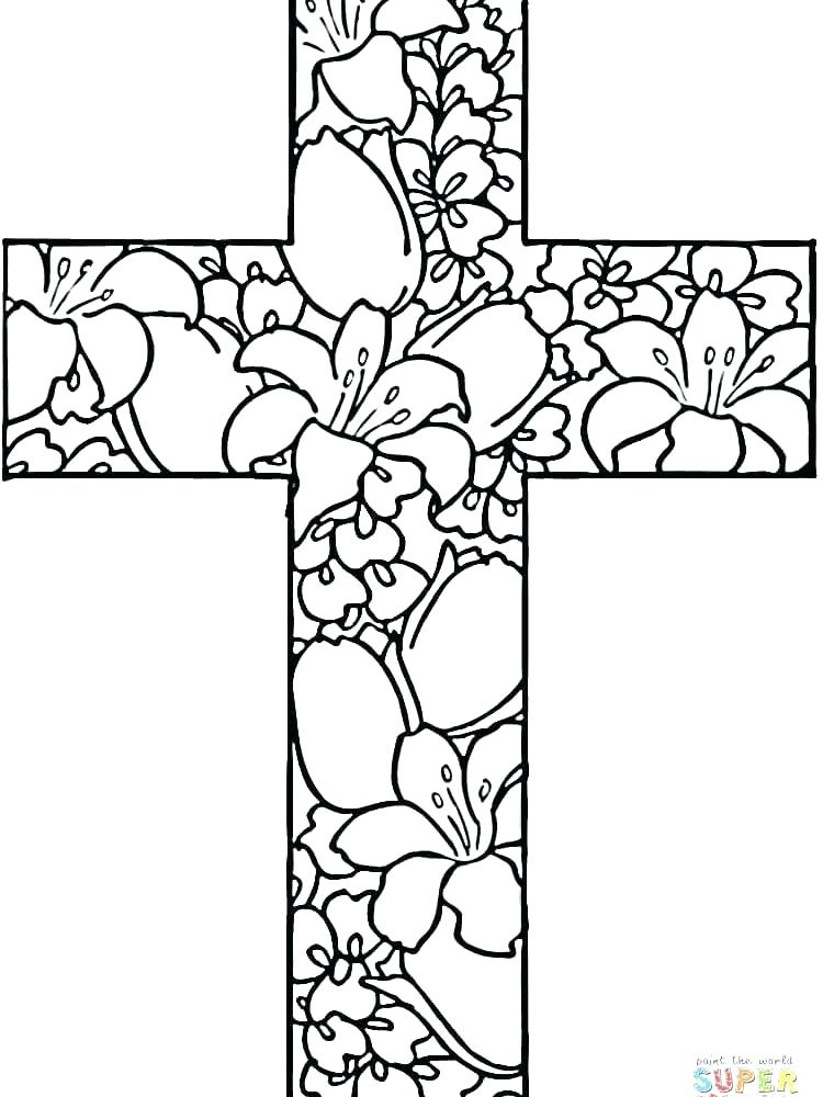 750x1000 Cross Color Page Best Rose Coloring Pages Ideas On Templates