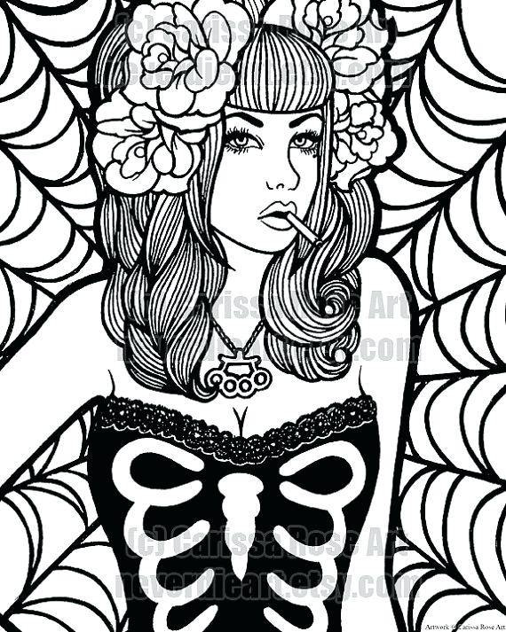 570x713 Coloring Pin Up Girl Coloring Pages With Free Printable Coloring