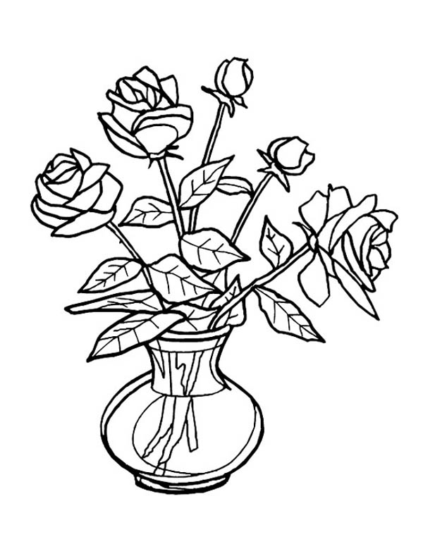 600x789 Fresh Roses For Flower Bouquet Coloring Page Color Luna