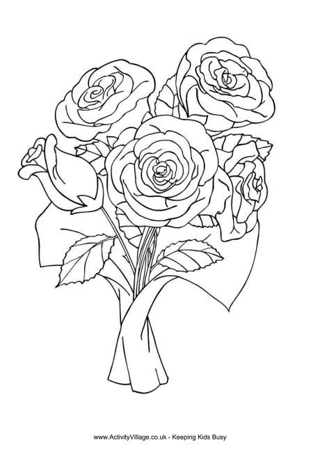 460x650 Bunch Of Roses Colouring Page Napja Kid