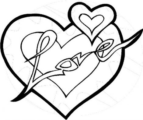 470x394 Heart Coloring Pages For Teenagers Heart Coloring Pages Arrow