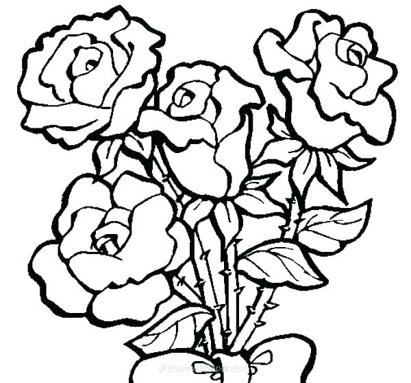 600x558 Coloring Pages Of Roses Easy Flower Coloring Pages Coloring Roses