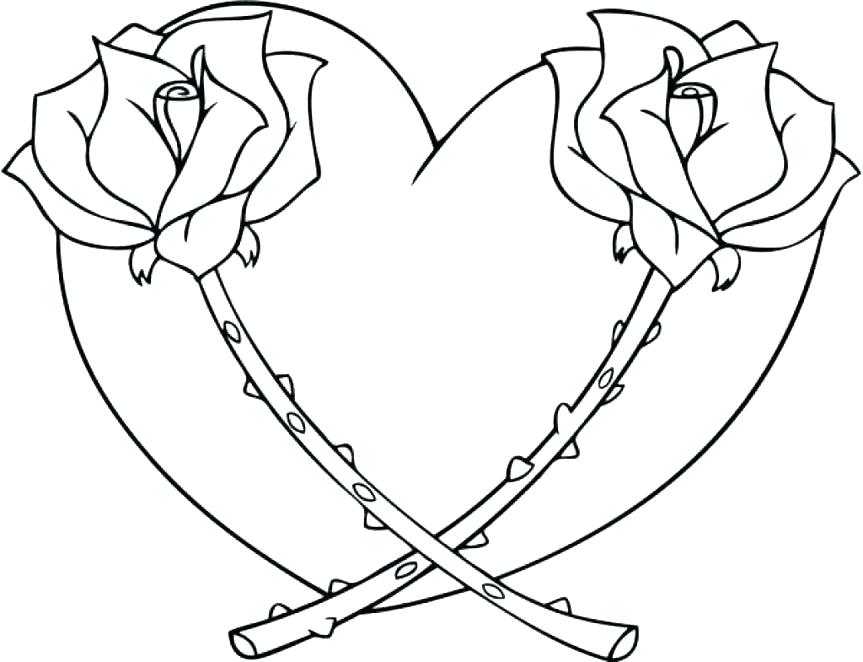 Rose Heart Coloring Pages at GetDrawings | Free download