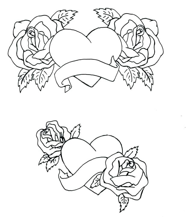 Rose Heart Coloring Pages at GetDrawings | Free download