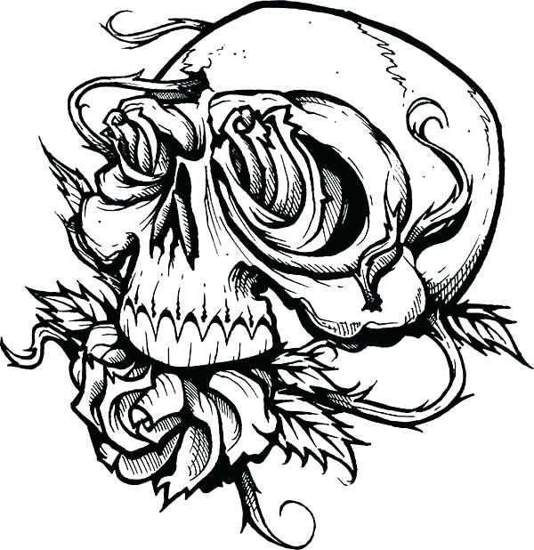 600x618 Colorful Skulls Tattoos Printable Coloring Skulls Coloring Pages