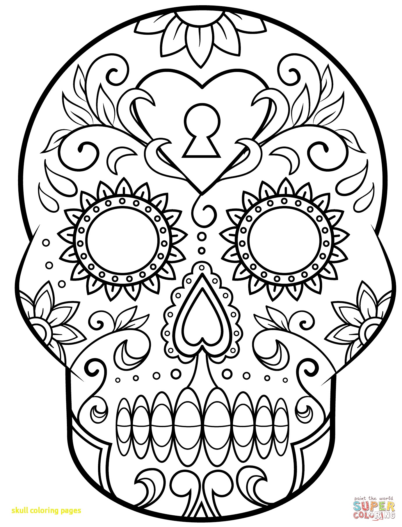 1382x1809 Skull Coloring Pages With And Roses Extraordinary