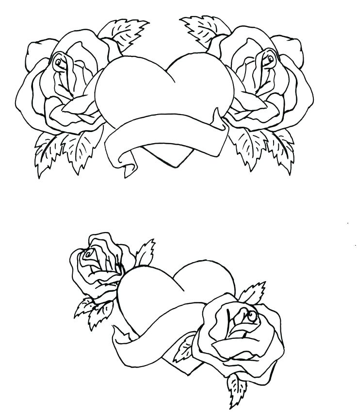 Roses With Hearts Coloring Pages at GetDrawings | Free download