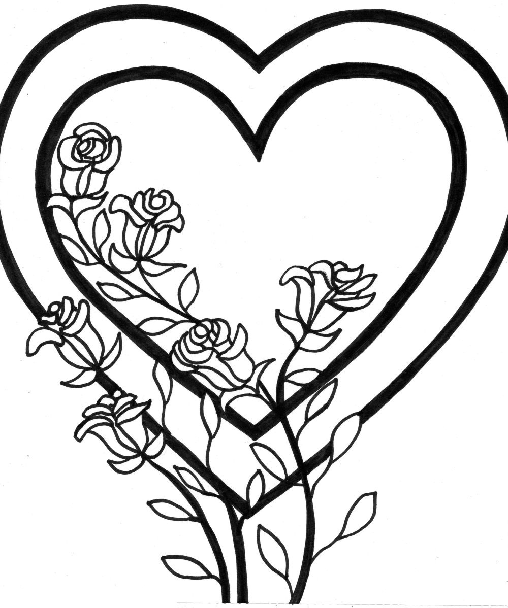 1000x1198 Luxury Inspiration Hearts Coloring Pages Roses Pictures Free