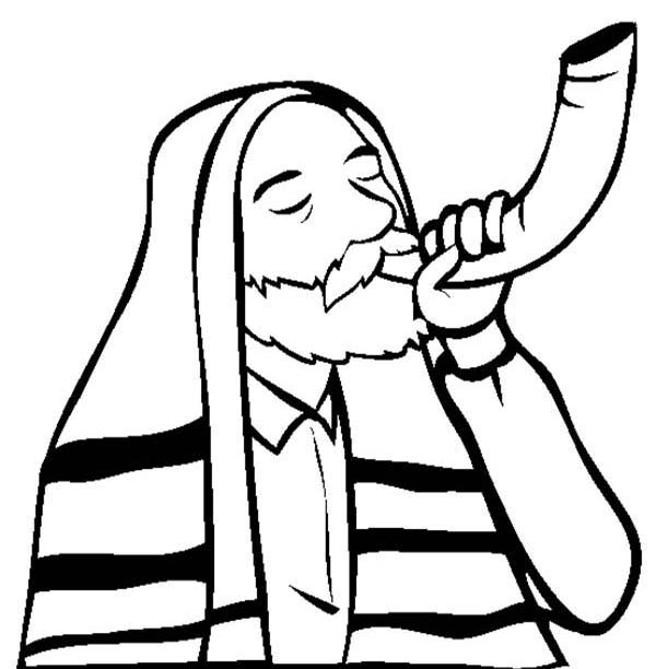600x612 Shofar Sound On Rosh Hashanah Coloring Page