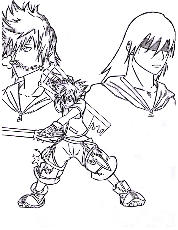 600x776 Sora Roxas And Riku Line Work