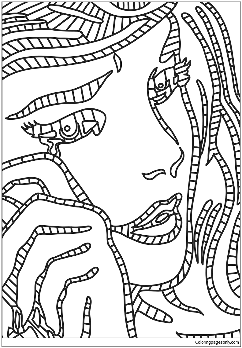 791x1139 Roy Lichtenstein S Crying Girl Coloring Page