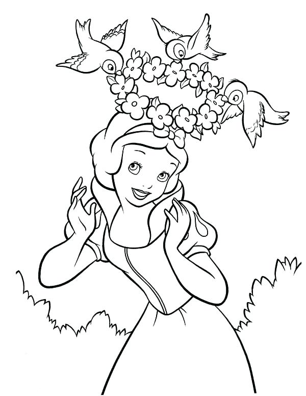 600x776 Crown Coloring Page Snow White And Her Floral Crown Coloring Page