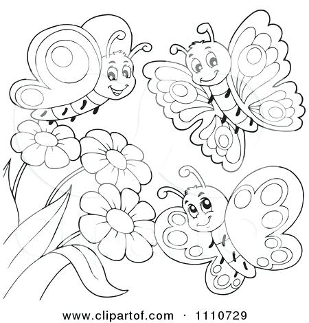 450x470 Royalty Free Coloring Pages Butterfly With Flowers Coloring Pages