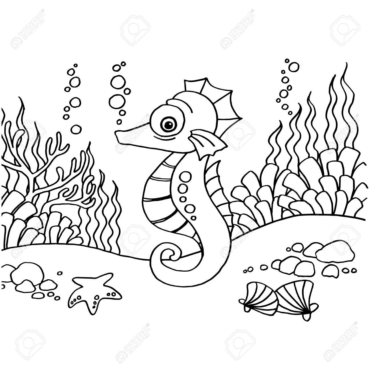 1300x1300 Security Seahorse Coloring Pages Vector Royalty Free Cliparts