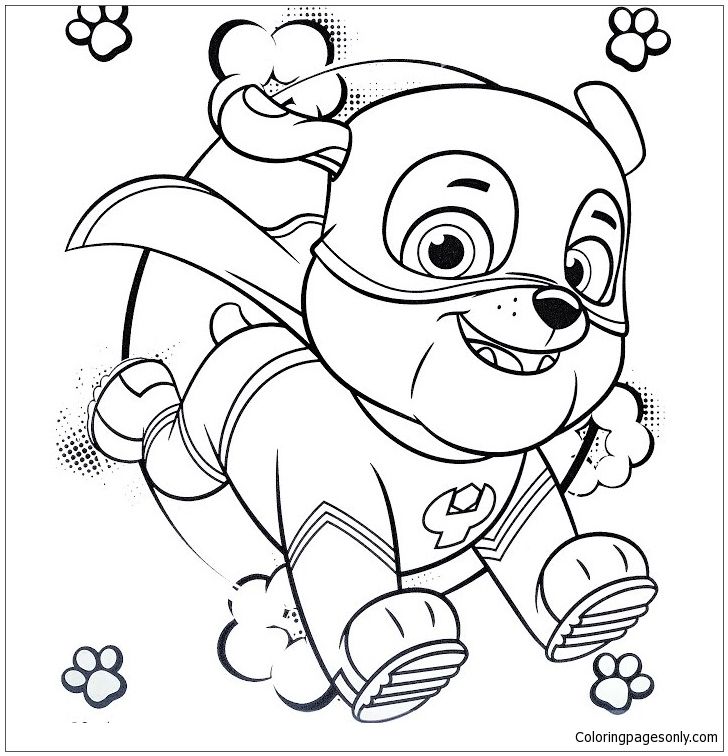 728x756 Super Hero Rubble Paw Patrol Coloring Page Coloring