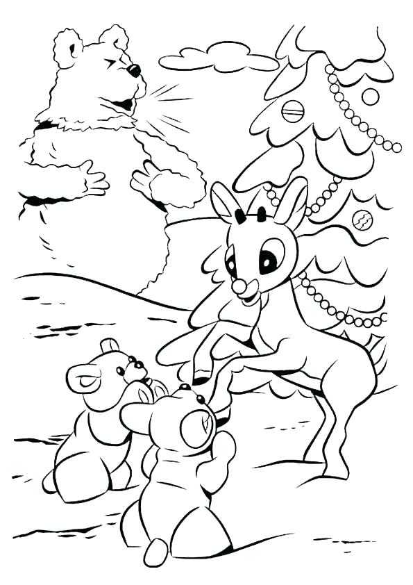 595x842 Printable Coloring Pages For Kids The Red Nosed Reindeer Coloring