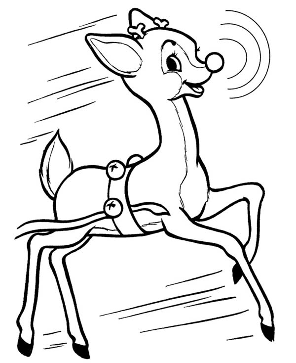 600x734 Rudolph The Red Nosed Reindeer Happy Face Coloring Page Color Luna