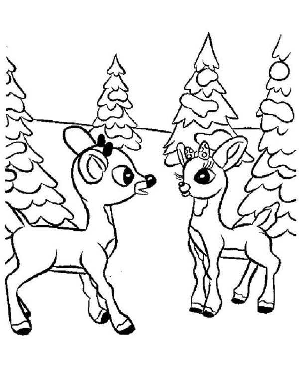 600x776 Rudolph The Red Nosed Reindeer Flying In The Sky Coloring Page