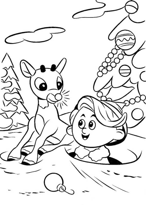 600x848 Rudolph The Red Nosed Reindeer Find A Baby In Snow Hole Coloring