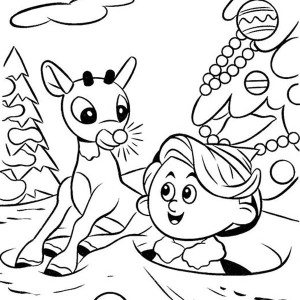 300x300 Rudolph The Red Nosed Reindeer Coloring Pages Color Bros