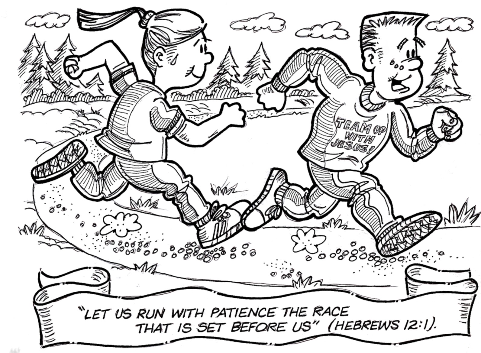 1592x1168 Running Race Coloring Page