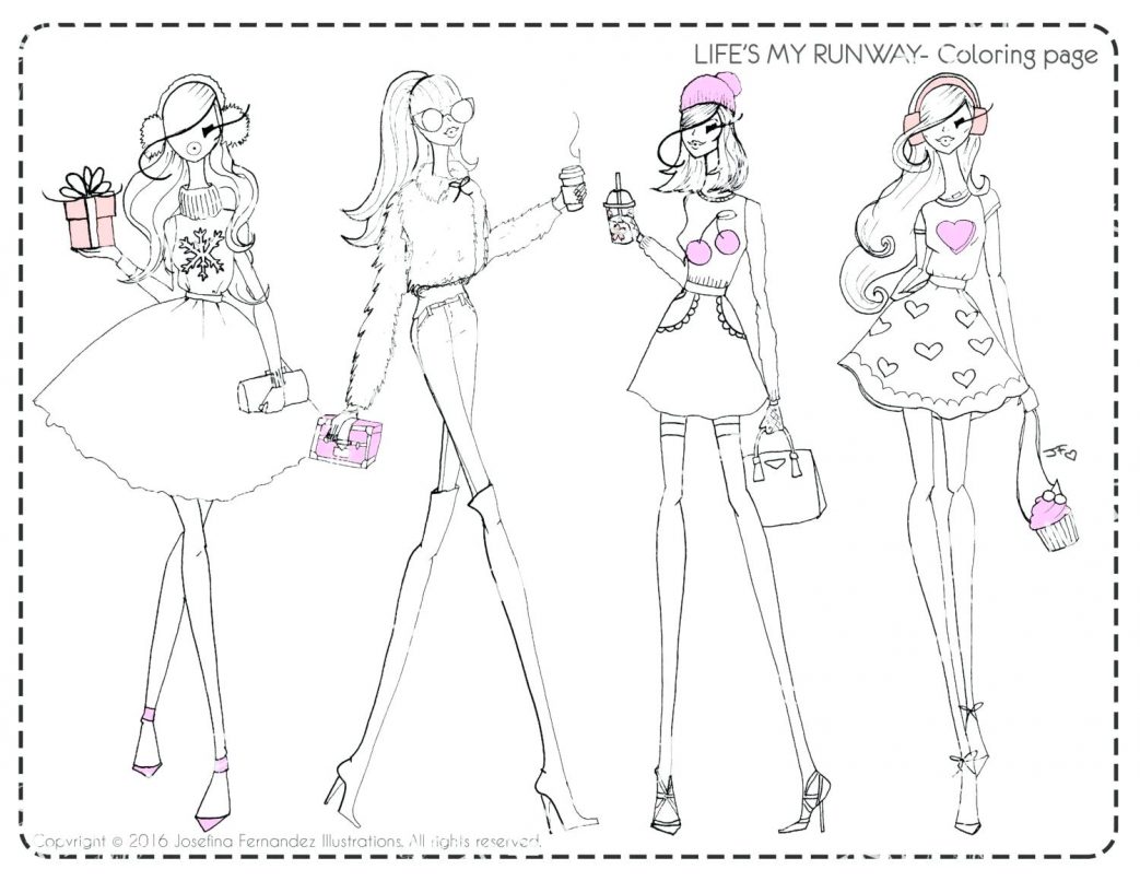 1043x806 Fashion Coloring Pages Barbie Pictures For Kids Printable