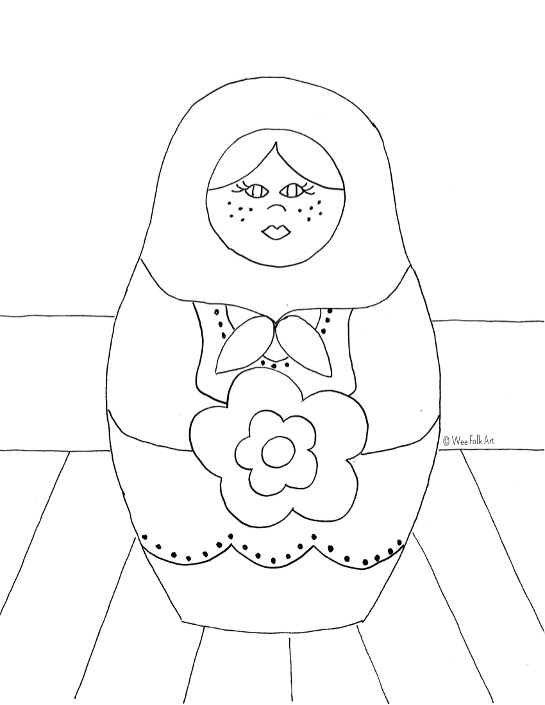 545x705 Russian Nesting Dolls Coloring Page
