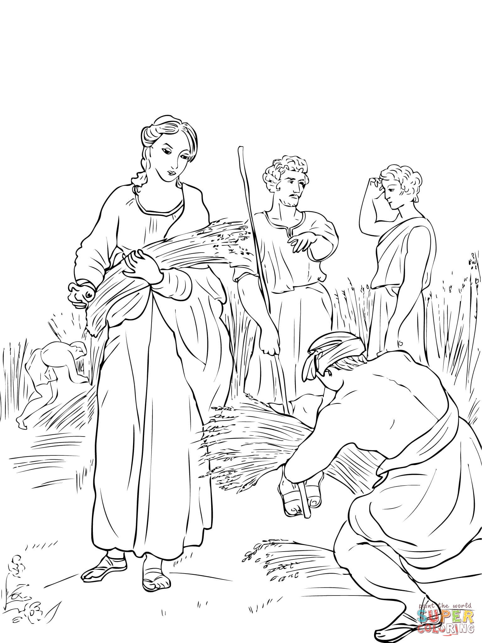 1536x2046 Ruth And Boaz Coloring Pages Ruth Working In The Fields And Boaz
