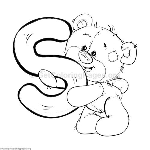500x500 Teddy Bear Alphabet Letter S Coloring Pages