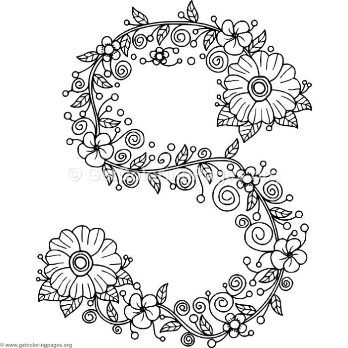 700x700 Download This Free Floral Alphabet Letter S Coloring Pages