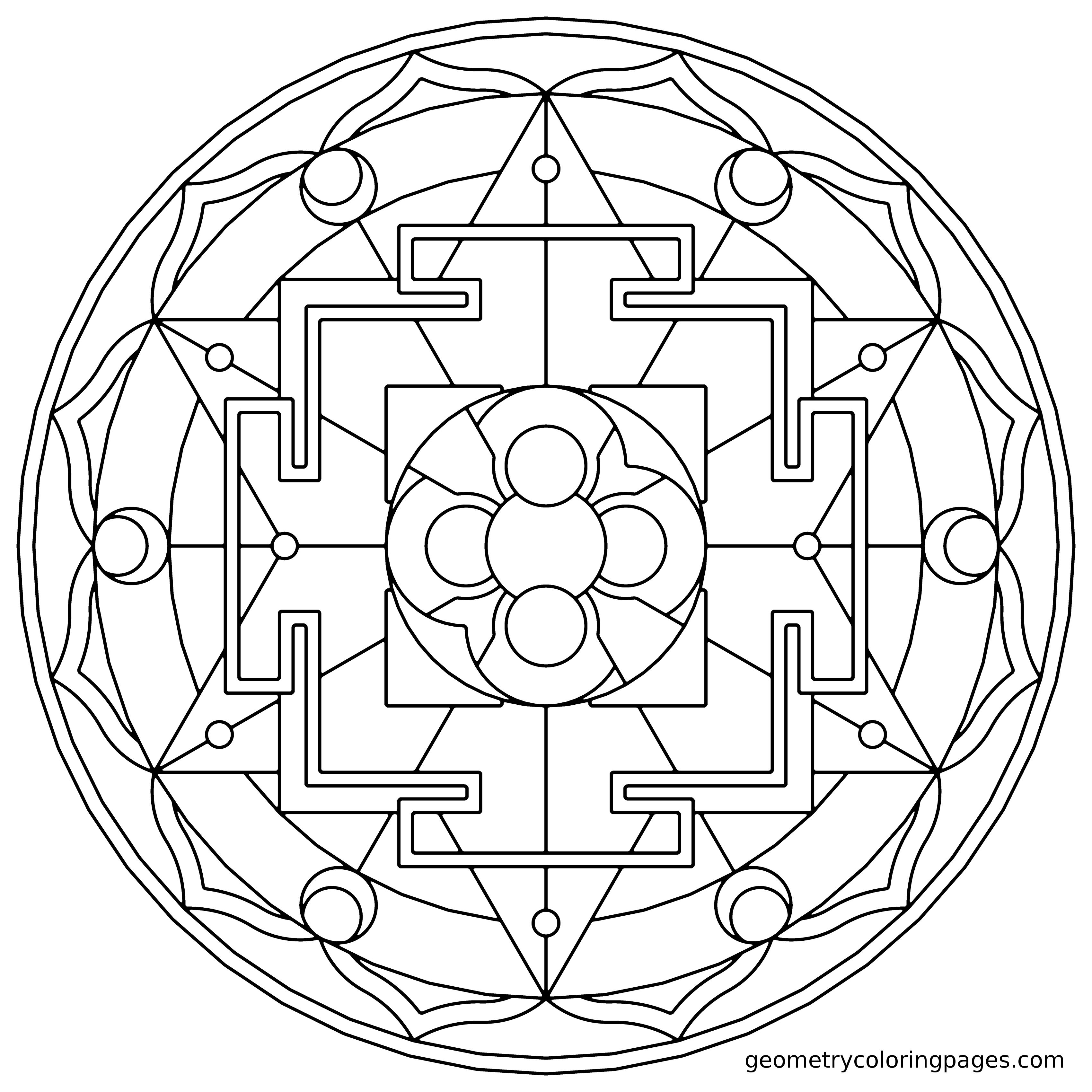 3400x3400 Mandala Coloring Page, Sacred Rooms