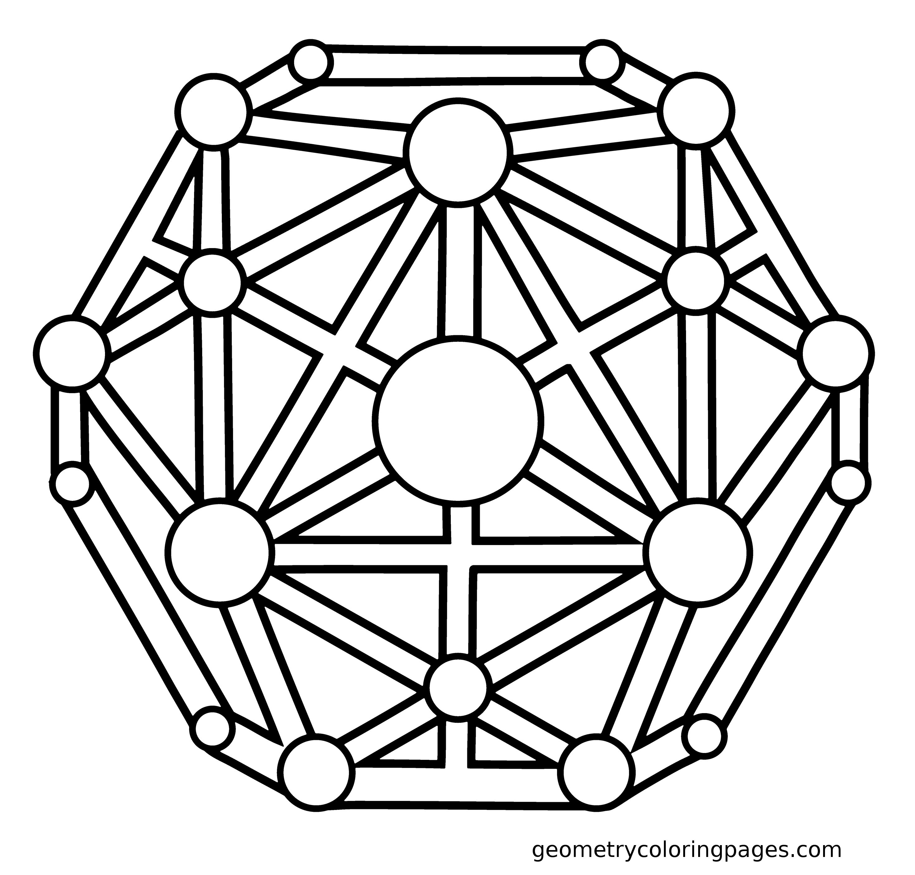 2937x2811 Sacred Geometry Coloring Page, Dodecahedron
