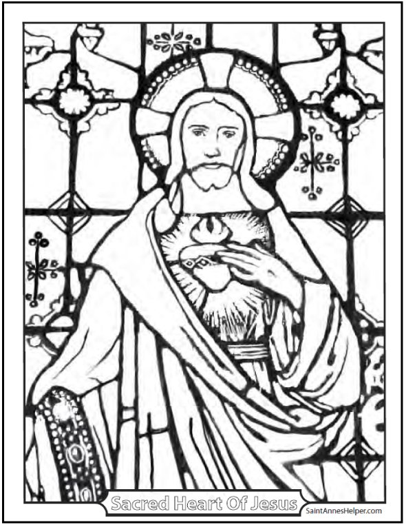 590x762 Stained Glass Coloring Page Of Jesus Church Window
