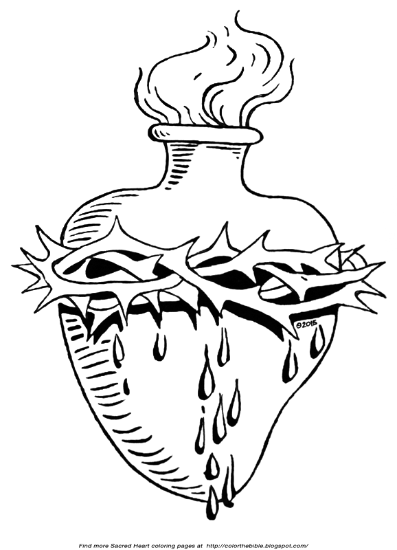 578x800 The Sacred Heart With The Crown Of Thorns Color The Bible