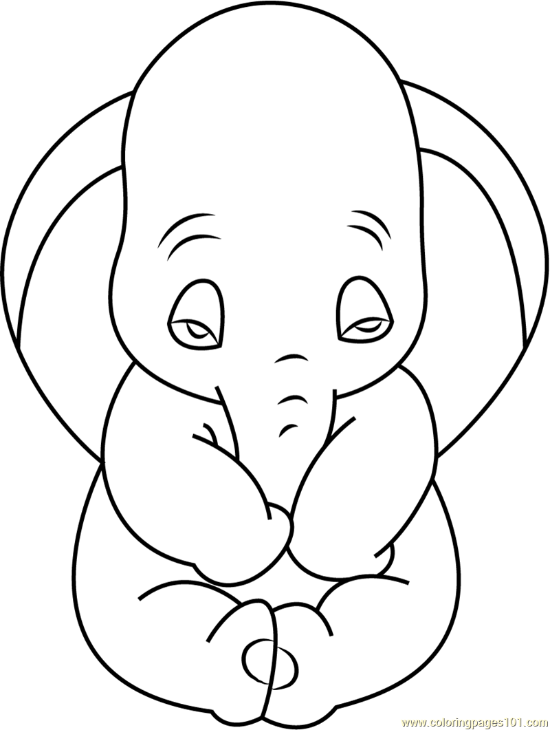 800x1061 Sad Dumbo Coloring Page
