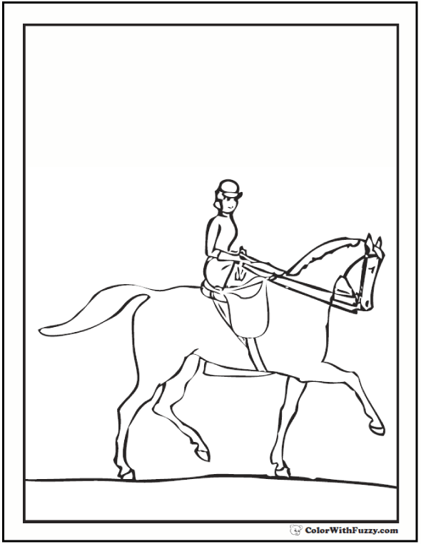 590x762 Lady Riding A Horse Coloring Page