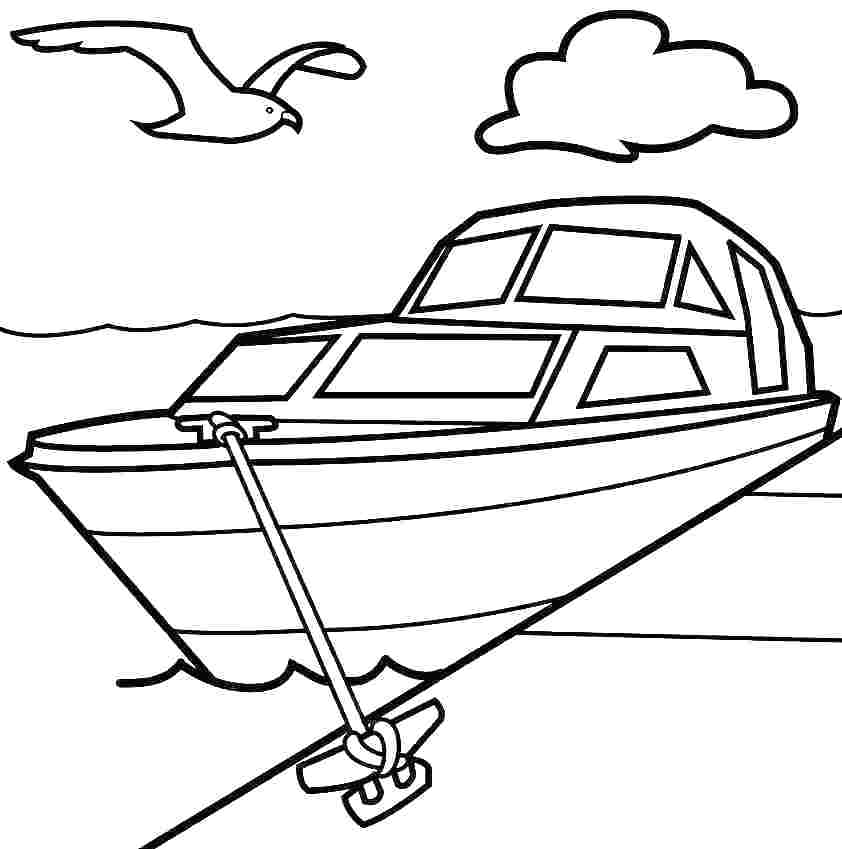 842x849 Boat Coloring Page