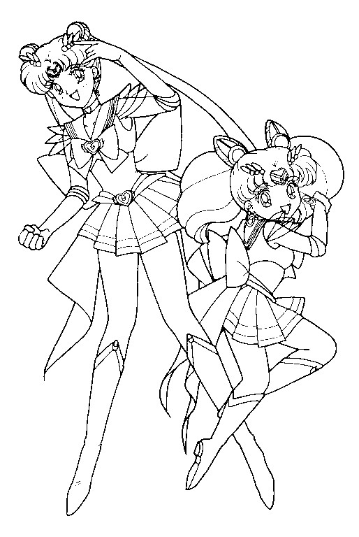 514x768 Super Sailor Moon And Chibi Moon Coloring Pages