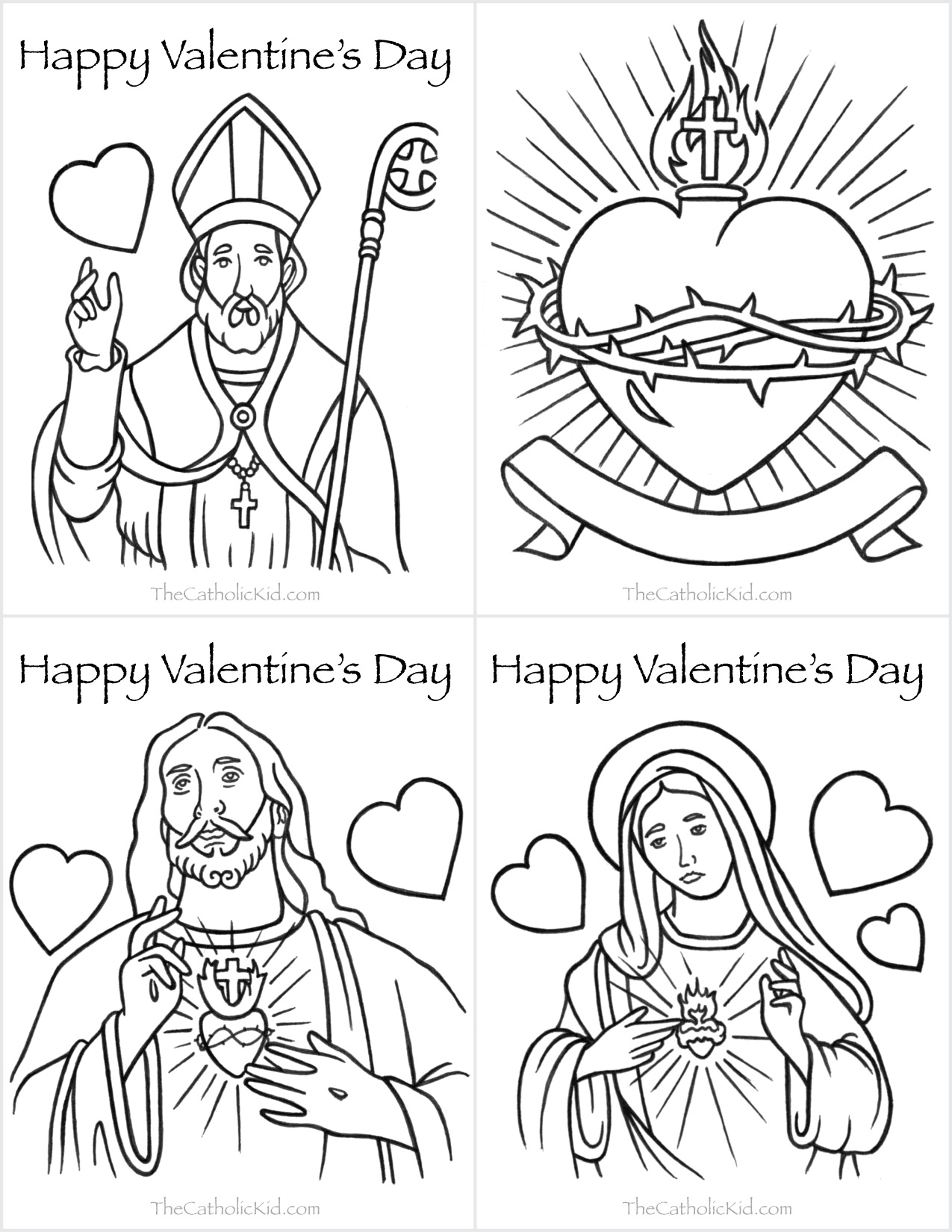 1275x1650 Catholic Valentine's Day Cards To Color