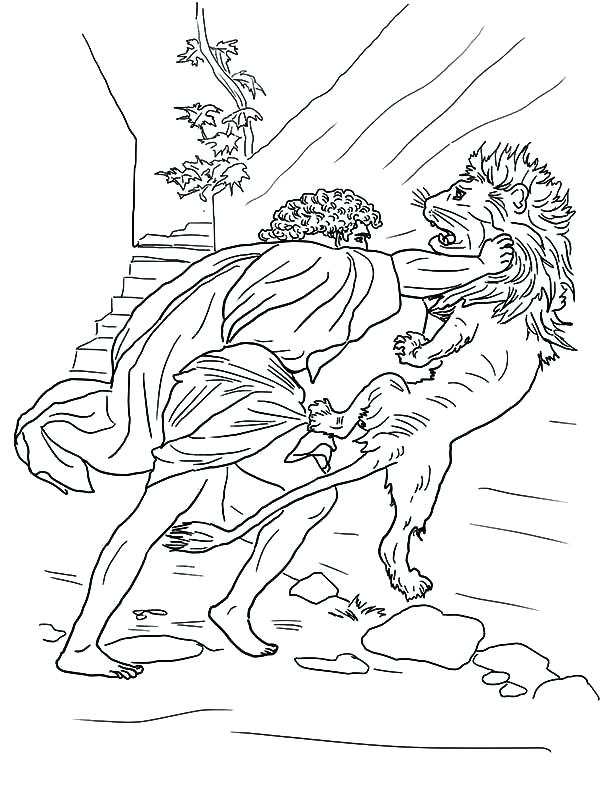 600x800 Samson Coloring Page Strangle Lions Neck Coloring Page Color