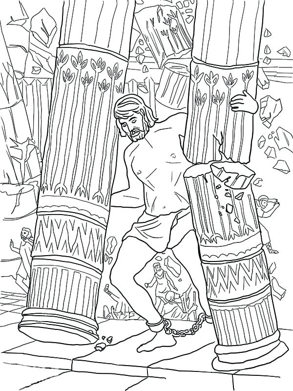 600x800 Coloring Page Preschool Bible Pages Samson Fighting Lion Murs