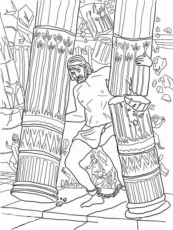 600x800 Samson Grasped Two Pillars Of The Temple Of Dagon Coloring Page