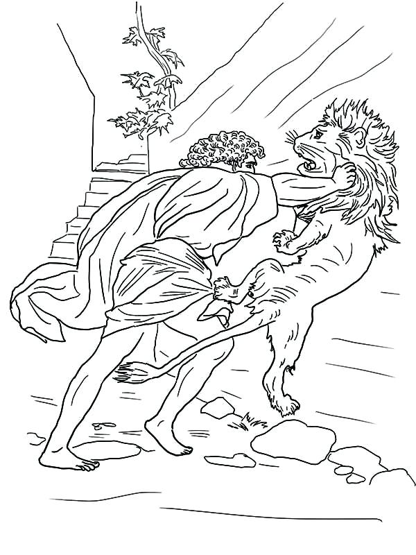 600x800 Strangle Lions Neck Coloring Page Color Samson And Delilah Free