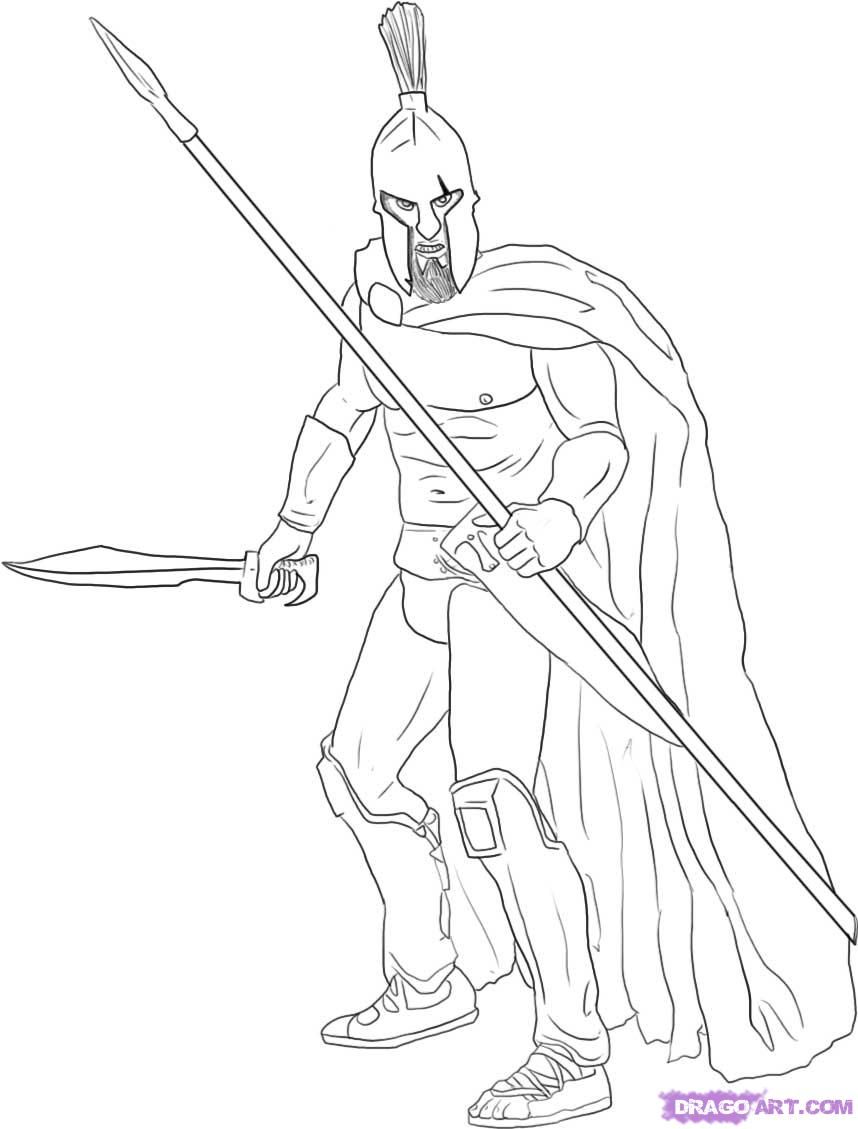 858x1129 Important Spartan Warrior Coloring Pages How To Draw A Step
